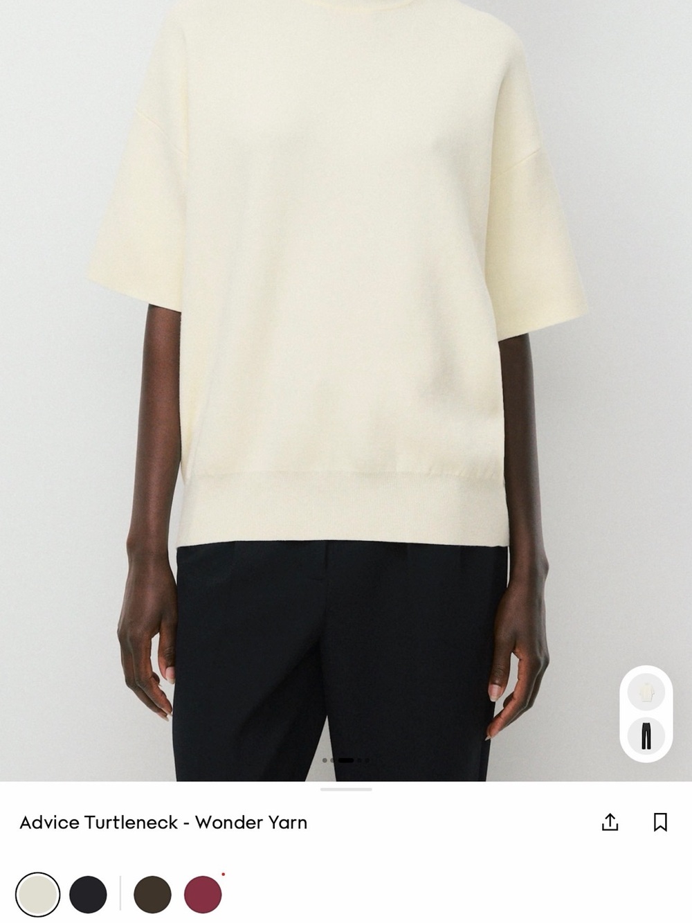 Aritzia Short-Sleeve Turtleneck Sweater in Cream